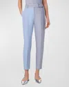 Akris Punto Fred Micro Stripe Cotton Poplin Tapered-leg Ankle Pants With Belt In Ink-sapphire-cream