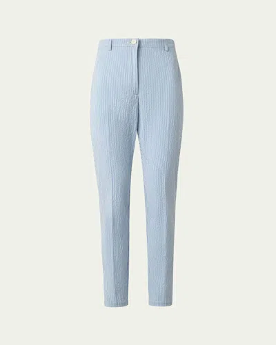 Akris Punto Freda Seersucker Striped Tapered-leg Pants In Sky-cream