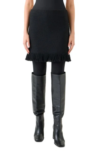 Akris Punto Fringe Bouclé Tweed Skirt In Black