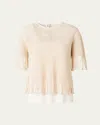 Akris Punto Fringe Cotton Mesh Blouse In Cashew