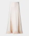Akris Punto Fringe-hem Cotton-wool Denim Midi Skirt In Cashew