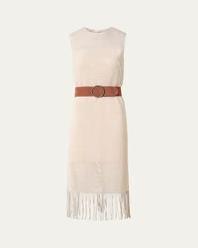 AKRIS PUNTO FRINGE MESH MIDI DRESS
