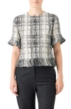 Akris Punto Fringe Plaid Tweed Top In Multi