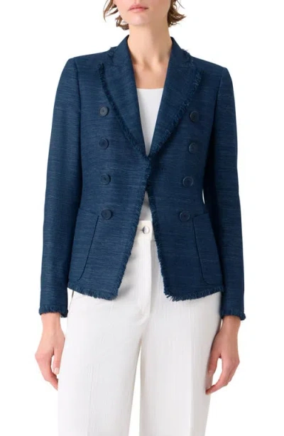 Akris Punto Fringe Silk & Cotton Shantung Jacket In Blue