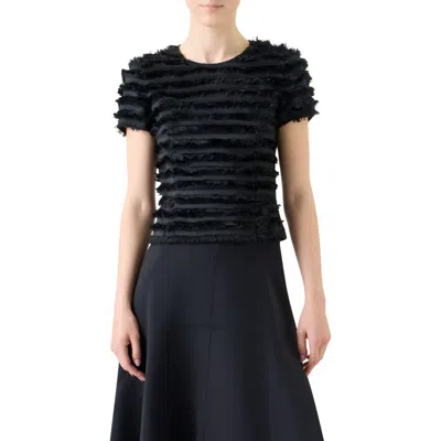 Akris Punto Fringe Stripe Fil Coupé & Knit Top In Black