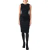 Akris Punto Fringe Stripe Sleeveless Dress In Black