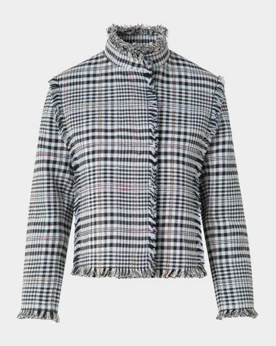 AKRIS PUNTO FRINGE-TRIM CHECK JACKET