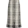 Akris Punto Fringe Trim Mixed Tweed Midi Skirt In Neutral