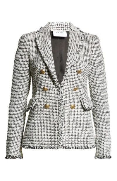 Akris Punto Fringe Tweed Blazer In Cream-black