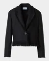 Akris Punto Fringed Boucle Tweed Crop Jacket In Black