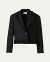 Akris Punto Fringed Boucle Tweed Crop Jacket In Black