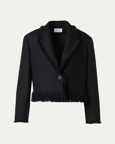 AKRIS PUNTO FRINGED BOUCLE TWEED CROP JACKET