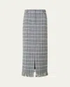 Akris Punto Fringed Check Cotton-blend Midi Skirt In Gray