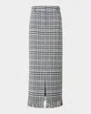 Akris Punto Fringed Check Cotton-blend Midi Skirt
