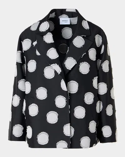 Akris Punto Fringed Polka Dot Jacquard Oversized Jacket In Multi