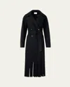 Akris Punto Fringed Wool Belted Maxi Trench Coat In Black