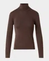 Akris Punto Full Needle Merino Wool Turtleneck Sweater In Brown