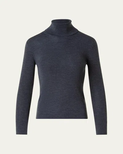 Akris Punto Full Needle Merino Wool Turtleneck Sweater In Gray