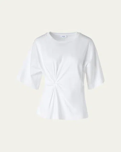 Akris Punto Gathered Cotton Jersey Short-sleeve T-shirt In White