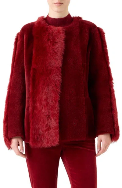 Akris Punto Genuine Shearling Jacket In Red