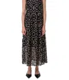 Akris Punto Geometric Metallic Tulle Mock Turtleneck Midi-dress In Black Gold In Black