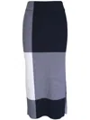 Akris Punto Extralarge Gingham Stretch Wool Midi Skirt In Blue