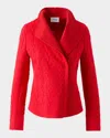 Akris Punto Glen Check Cotton Blend Knit Moto Jacket In Red