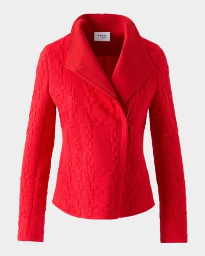 AKRIS PUNTO GLEN CHECK 3D JERSEY BIKER JACKET
