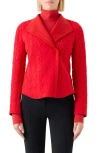 Akris Punto Glen Check Cotton Blend Knit Moto Jacket In Red