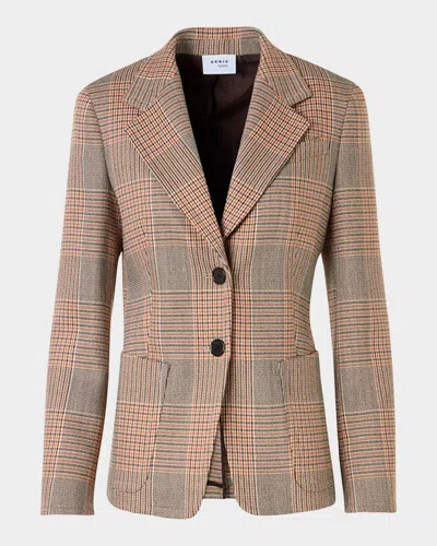Akris Punto Glen Check Twill Two-button Jacket In Brown