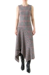 Akris Punto Glen Plaid Asymmetric Virgin Wool Dress In Multi