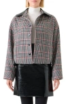 Akris Punto Glen Plaid Wool Jacket With Faux Leather Collar In Black