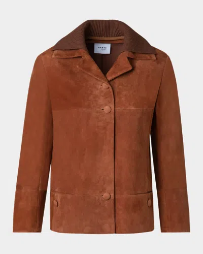 Akris Punto Goat Suede Jacket In Bark