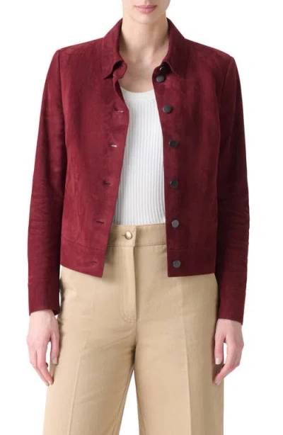 Akris Punto Goatskin Suede Jacket In Burgundy