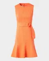 Akris Punto Godet Hem Belted Cotton Denim Dress In Peach