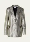 Akris Punto Gold Laminated Corduroy Blazer Jacket In Gold
