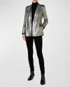 Akris Punto Gold Laminated Corduroy Blazer Jacket In Gold
