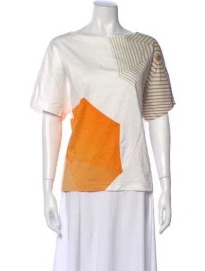 Pre-owned Akris Punto Graphic Print Bateau Neckline T-shirt In Neutral