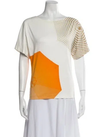 Pre-owned Akris Punto Graphic Print Bateau Neckline T-shirt In Orange