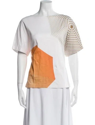 Pre-owned Akris Punto Graphic Print Bateau Neckline T-shirt In Orange