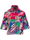 Akris Punto Sea Clipper Print Boxy Cotton Satin Blouse In Grün