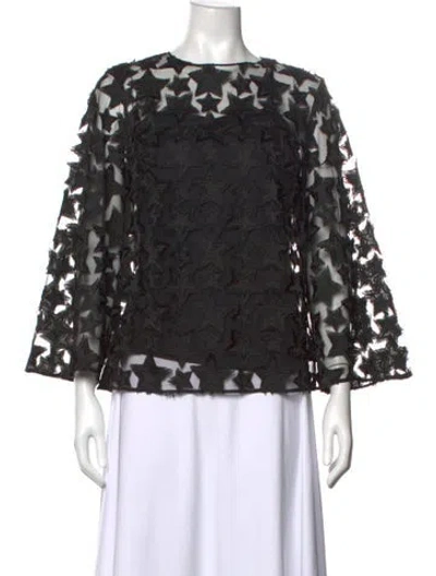 Pre-owned Akris Punto Graphic Print Crew Neck Top In Black
