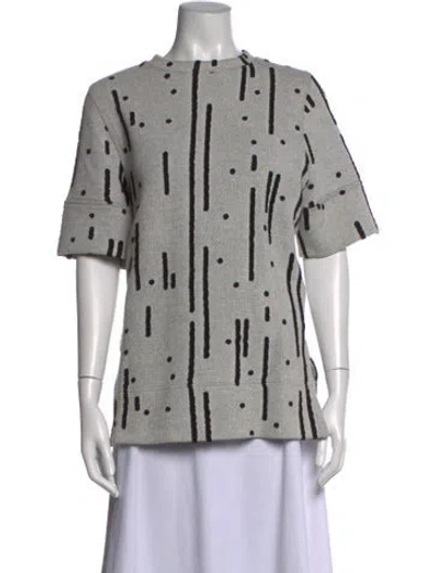 Pre-owned Akris Punto Graphic Print Crew Neck Top In Multi
