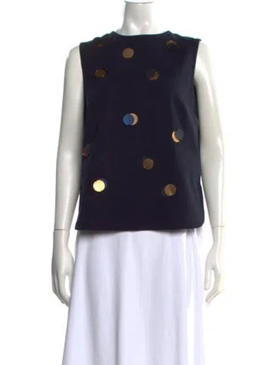 Pre-owned Akris Punto Graphic Print Crew Neck Top In Multi