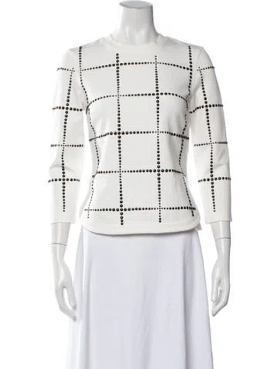 Pre-owned Akris Punto Graphic Print Crew Neck Top W/ Tags In White