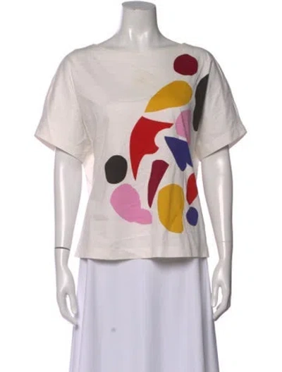Pre-owned Akris Punto Graphic Print Crew Neck T-shirt In White