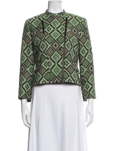 Pre-owned Akris Punto Graphic Print Jacket In Green