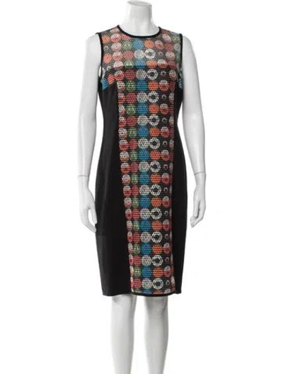 Pre-owned Akris Punto Graphic Print Knee-length Dress In Black