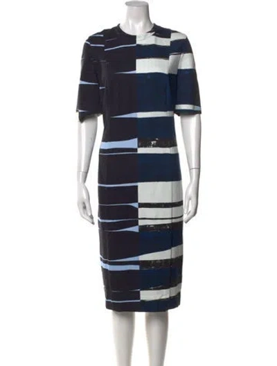 Pre-owned Akris Punto Graphic Print Knee-length Dress In Blue