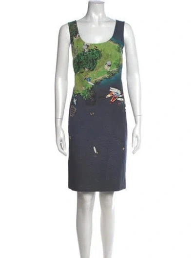 Pre-owned Akris Punto Graphic Print Knee-length Dress W/ Tags In Multi